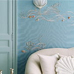 Обои с вышивкой ручной работы Amami Waves Moonbeam colourway on silk moire варинант исполнения - 2 | Loft Concept в Красноярске