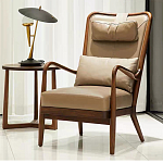 Кресло c каркасом из массива дерева и с мягким подголовником Walnut Armchair варинант исполнения - 1 | Loft Concept в Красноярске