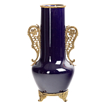 Ваза темно-синяя фарфоровая с бронзовыми ручками и ножками Eden Garden варинант исполнения - 1 | Loft Concept в Красноярске