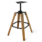 Барный стул со спинкой и металлической подставкой на 4-х деревянных ножках Синий Велюр Vendramin Chair варинант исполнения - 4 | Loft Concept в Красноярске