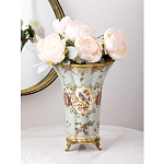 Ваза голубого цвета из фарфора с цветочным рисунком и бронзовой стрекозой Blue Garden варинант исполнения - 4 | Loft Concept в Красноярске