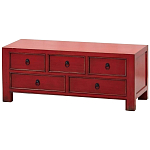 Деревянная ТВ-тумба с 5-ю выдвижными ящиками в китайском стиле красная Wei Chinese TV Stand варинант исполнения - 2 | Loft Concept в Красноярске