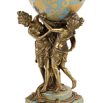 Ваза голубого цвета из фарфора с золотым растительным орнаментом и бронзовыми фигурками женщин Eden Garden porcelain and bronze варинант исполнения - 1 | Loft Concept в Красноярске