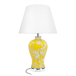 Настольная лампа желтая с изображением белых птиц Flight Among Acacia варинант исполнения - 1 | Loft Concept в Красноярске