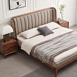 Кровать двуспальная с мягким изголовьем Moon Walnut Bed варинант исполнения - 1 | Loft Concept в Красноярске