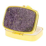Таблетница карманная прямоугольная с 2-мя отделениями с зеркалом и накладкой из натурального камня Флюорит Gold Stone Pillboxes варинант исполнения - 2 | Loft Concept в Красноярске