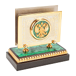 Настольный письменный набор из малахита и долерита с декором в виде герба России Leader Organizer варинант исполнения - 6 | Loft Concept в Красноярске