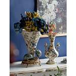 Ваза белого цвета из фарфора с цветочным рисунком и бронзовыми ручками с фигурками птиц Eden Garden porcelain and bronze варинант исполнения - 6 | Loft Concept в Красноярске