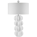 Настольная лампа белая с тканевым абажуром в форме цилиндра Morphing варинант исполнения - 4 | Loft Concept в Красноярске