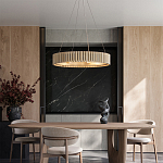 Люстра круглая из толстых деревянных реек Natural Style варинант исполнения - 4 | Loft Concept в Красноярске