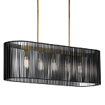 Люстра подвесная овальной формы с металлическим решетчатым абажуром матово-черного цвета и 5 лампами Kichler варинант исполнения - 1 | Loft Concept в Красноярске