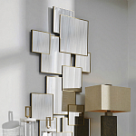 Золотое зеркальное панно из зеркальных квадратов Overlapping варинант исполнения - 2 | Loft Concept в Красноярске