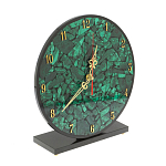 Часы настольные круглые из натурального камня Малахит Round Stone Clock варинант исполнения - 2 | Loft Concept в Красноярске