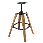 Барный стул со спинкой и подлокотниками на 4-х коричневых деревянных ножках Бежевый Велюр Ava Charm варинант исполнения - 6 | Loft Concept в Красноярске