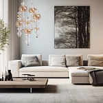 Люстра с плафонами из прозрачного и янтарного стекла в виде шаров и ромбов Gabriel Scott Luna варинант исполнения - 12 | Loft Concept в Красноярске