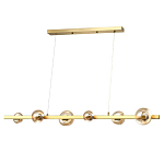 Люстра светодиодная линейная с 6-ю круглыми плафонами коньячного цвета Iona Chandelier Brass  варинант исполнения - 1 | Loft Concept в Красноярске