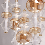 Люстра с плафонами из прозрачного и янтарного стекла в виде шаров и ромбов Gabriel Scott Luna варинант исполнения - 8 | Loft Concept в Красноярске