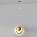 Подвесной светильник с бежевым текстурным кольцом и латунным шаром в центре Tactile  варинант исполнения - 5 | Loft Concept в Красноярске