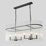 Люстра подвесная овальная со стеклянными прозрачными трубками и металлическим каркасом черного цвета Nembus варинант исполнения - 5 | Loft Concept в Красноярске