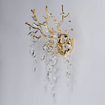 Бра золотого цвета с декоративными ветвями и прозрачными подвесками в форме листьев Droplet Chandelier варинант исполнения - 3 | Loft Concept в Красноярске