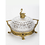 Конфетница из прозрачного рельефного стекла с ручкой и фигуркой лебедя Eden Garden варинант исполнения - 2 | Loft Concept в Красноярске