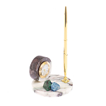 Часы настольные с шариковой металлической ручкой из натурального камня Stone Clock варинант исполнения - 2 | Loft Concept в Красноярске