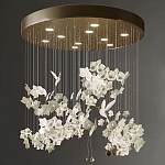 Люстра каскадная с белыми цветами и птицами Takeoff варинант исполнения - 1 | Loft Concept в Красноярске