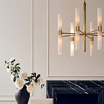 Люстра золотая с 16-ю тонкими цилиндрическими плафонами Shoulders варинант исполнения - 3 | Loft Concept в Красноярске