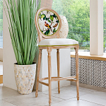 Барный стул золотистый из натурального бука с изображением птицы и цветов Blooming Birds варинант исполнения - 2 | Loft Concept в Красноярске