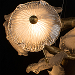 Люстра подвесная круглая с ветвистыми бронзовыми элементами и стеклянными рифлеными дисками Textured Glass Chandelier варинант исполнения - 5 | Loft Concept в Красноярске