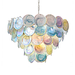 Люстра с каскадом из круглых разноцветных стеклянных дисков Mother of Pearl Iridescence варинант исполнения - 5 | Loft Concept в Красноярске