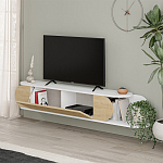 ТВ-тумба подвесная белая с полкой и откидной дверцей цвета древесины TONE TV STAND WHITE варинант исполнения - 3 | Loft Concept в Красноярске