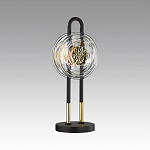 Настольная лампа черного цвета с круглым прозрачным стеклянным плафоном Virelia  варинант исполнения - 3 | Loft Concept в Красноярске