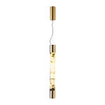 Подвесной светильник цилиндрической формы с плафоном из алебастра и металлическими торцами Латунь 60 см Cryptocrystalline Stone варинант исполнения - 2 | Loft Concept в Красноярске