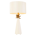 Настольная лампа с декоративным элементом золотого цвета и цилиндрическим абажуром из папье-маше светлого оттенка Flambeau варинант исполнения - 1 | Loft Concept в Красноярске