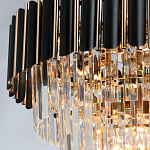 Люстра из черного металла с многоярусными подвесками из прозрачного хрусталя на золотой цепи Empire Black Chandelier Crystal варинант исполнения - 6 | Loft Concept в Красноярске