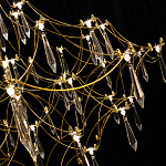 Люстра подвесная с изогнутым металлическим каркасом и множеством хрустальных подвесок Золото Диаметр 80 см Quasar варинант исполнения - 1 | Loft Concept в Красноярске