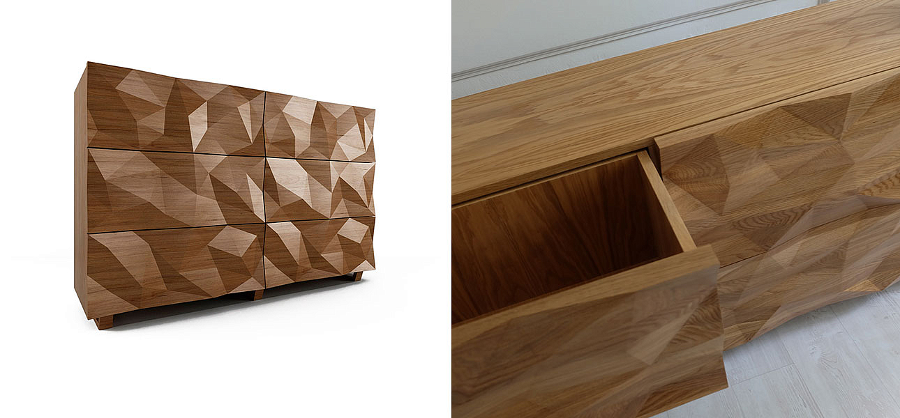 Комод с большими угловыми фигурами, 3 уровня Geometric Greece Комод с большими угловыми фигурами, 3 уровня Geometric Greece - Loft-Concept в Красноярске