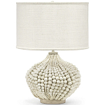Настольная лампа с абажуром и каркасом из белых деревянных бусин White Wooden Beads Table Lampshade варинант исполнения - 1 | Loft Concept в Красноярске