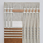 Панно из шнура Бежевая геометрическая абстракция wall panel line beige  варинант исполнения - 1 | Loft Concept в Красноярске