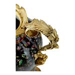 Ваза из фарфора черная с цветочной росписью и бронзовыми элементами Spring Garden варинант исполнения - 2 | Loft Concept в Красноярске