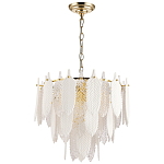 Люстра с декором из рельефного стекла в виде перьев Abelia Feather Chandelier 10 варинант исполнения - 2 | Loft Concept в Красноярске