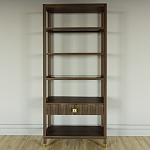 Стеллаж Elsa Dreams Walnut со стеклянными полками и ящиком варинант исполнения - 4 | Loft Concept в Красноярске