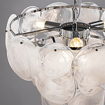 Люстра из белых стеклянных дисков на серебрянном каркасе White Glowing Reflectors варинант исполнения - 5 | Loft Concept в Красноярске