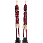 Комплект из 2-х деревянных статуэток Asmat Tall Statuettes Red варинант исполнения - 1 | Loft Concept в Красноярске