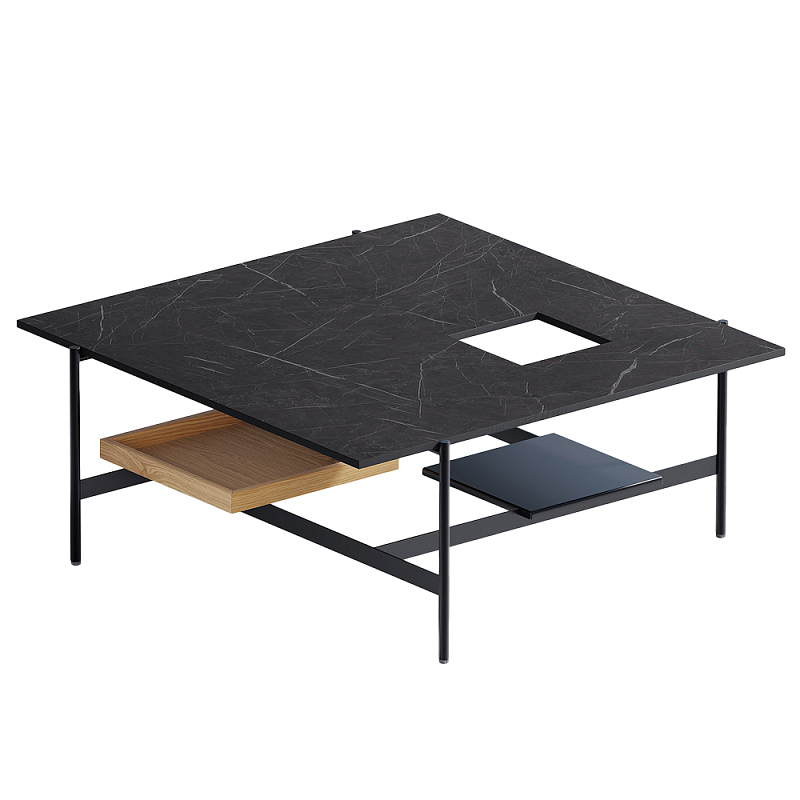Karat журнальный столик цвета тёмный камень с съемным подносом Серый Черный в Красноярске | Loft Concept 