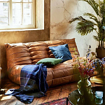 Дизайнерский кожаный диван коричневый без подлокотников Aveline Leather Sofa варинант исполнения - 6 | Loft Concept в Красноярске