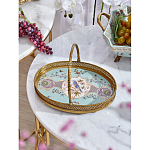 Блюдо овальное с ручкой и голубым фарфоровым дном с цветочным рисунком Blue Garden варинант исполнения - 3 | Loft Concept в Красноярске