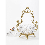 Конфетница с бронзовой ручкой и фарфоровой птичкой на крышке Eden Garden варинант исполнения - 2 | Loft Concept в Красноярске