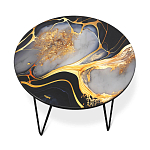 Стол журнальный с круглой столешницей из стекла Gold and Black Marble варинант исполнения - 2 | Loft Concept в Красноярске